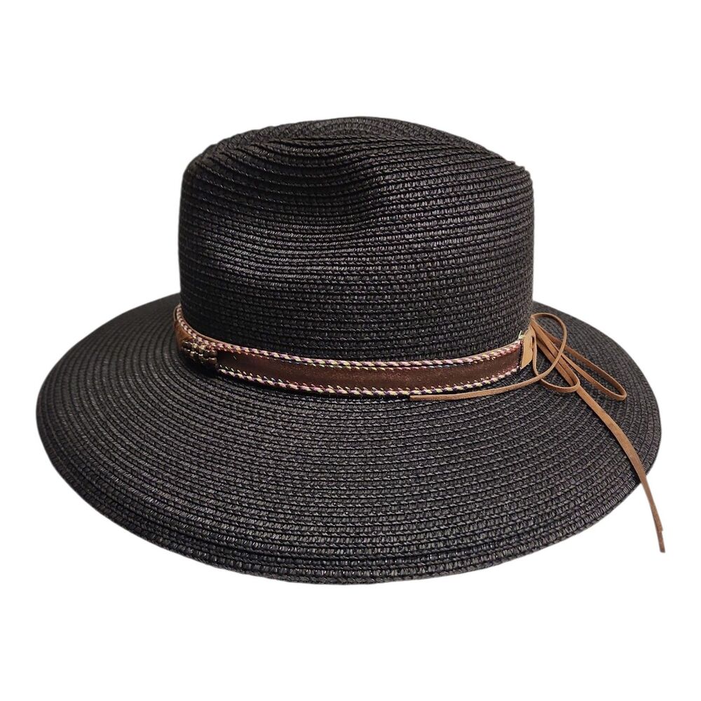 Royal Road Trading Co Hat Men's One Size Panama Black w/ Leather Band - Picture 3 of 11